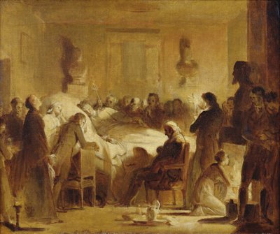 Die letzten Momente von Charles-Ferdinand von Frankreich im Verwaltungsraum der Pariser Oper, 14. Februar 1820 von Alexandre Evariste Fragonard