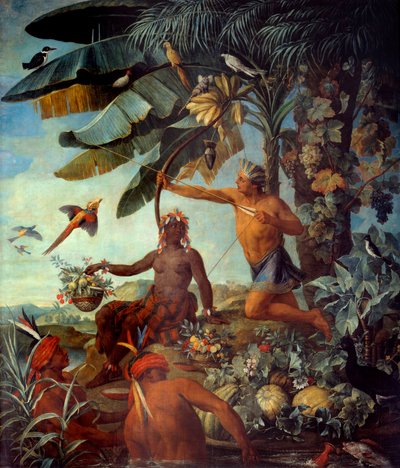 Indische Fischer und Jäger. Gemälde von Francois Desportes (1661-1743) 18. Jahrhundert von Alexandre Francois Desportes