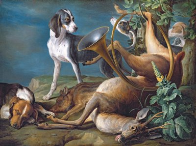 Stillleben mit totem Wild und Hunden, 1730 von Alexandre Francois Desportes