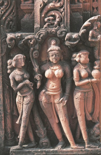 Skulptur, die weibliche Figuren darstellt, Jain-Tempel Nr. 16, Deogarh, Uttar Pradesh, Indien, 8.-17. Jahrhundert von Nicolas Toussaint Charlet