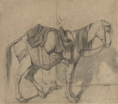 Stehendes Lastpferd mit Seitenkörben und einem Krug von Alexandre Gabriel Decamps