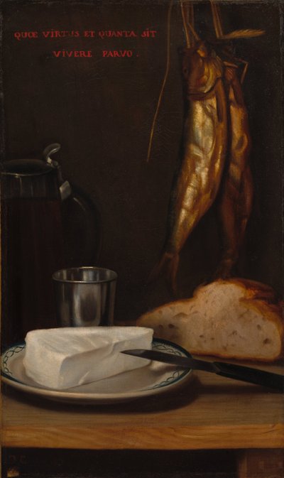 Stillleben mit Hering, Brot und Käse von Alexandre Gabriel Decamps
