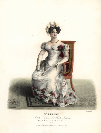 Tänzerin und Schauspielerin Miss Emilie Leverd als Celimene in Le Misanthrope von Moliere, Theatre Français von Alexandre Marie Colin
