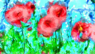 Mohnblumen und Wolken, 2020 von Alexei Makhov