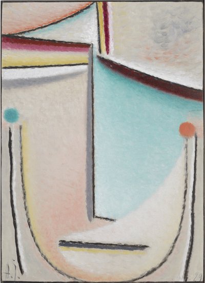 Abstrakter Kopf: Rosa-Hellblau von Alexej von Jawlensky