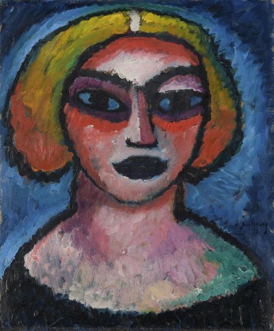 Frauenkopf, Verso: Brustbild eines Mannes (um 1910-1912) von Alexej von Jawlensky