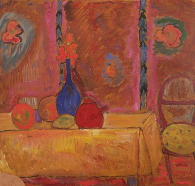 Stillleben mit Krug und Skulptur auf einem Tisch von Alexej von Jawlensky