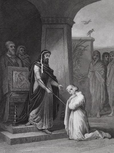 Esther vor König Ahasverus, Esther, Kap. 15, V. 11 von Alfred (after) Johannot