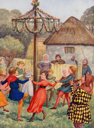 Fröhliches England: Um den Maibaum von Alfred (after) Pearse
