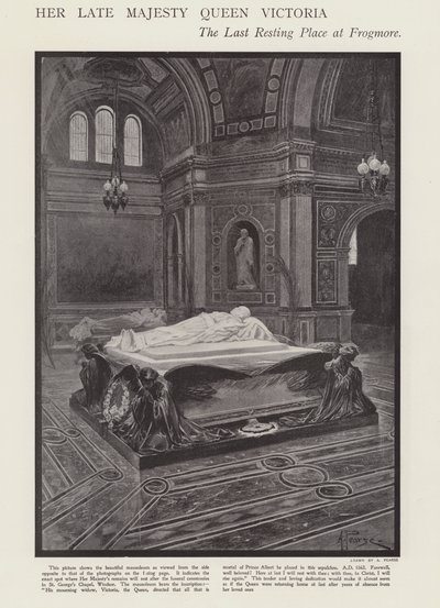 Die letzte Ruhestätte von Königin Victoria in Frogmore (Lithografie) von Alfred (after) Pearse