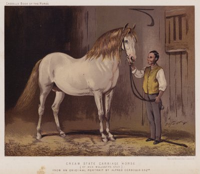 Cream State Kutschpferd, aus dem Gestüt Ihrer Majestät von Alfred Chantrey Corbould