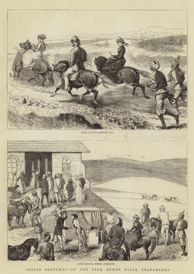 Indische Skizzen, auf den Peer Merde Hügeln, Travancore von Alfred Chantrey Corbould