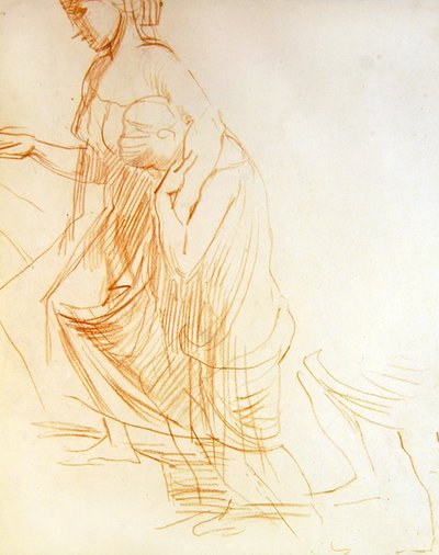 Studie von zwei Figuren, eine stehend und eine kniend, um 1850 von Alfred George Stevens