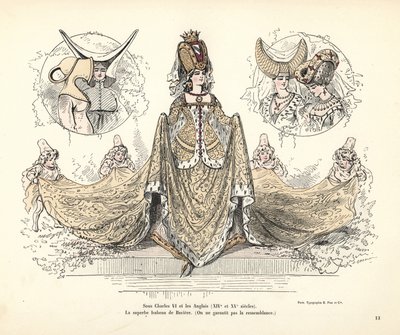 Kostüm von Isabeau von Bayern, Königin von Frankreich, Kopfbedeckungen von Alfred Grevin
