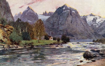 Ein Lachsfluss, Stryn, Nordfjord von Alfred Heaton Cooper