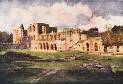 Lake District: Furness Abbey im Tal der Nachtschatten (Farblithographie) von Alfred Heaton Cooper