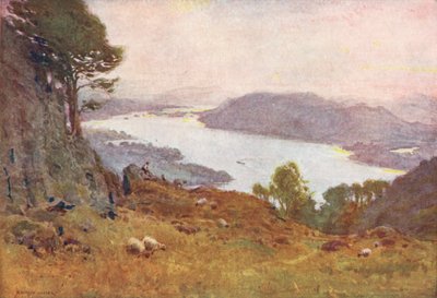 Lake District: Windermere von Wansfell, Sonnenuntergang von Alfred Heaton Cooper