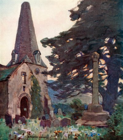 Porlock Kirche und Kreuz von Alfred Heaton Cooper