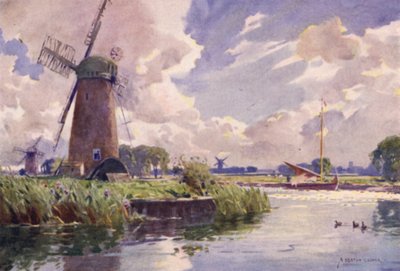 Windmühlen an der Thurne, Norfolk von Alfred Heaton Cooper