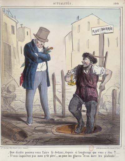 Kanalarbeiter von Paris, Mitte des 19. Jahrhunderts von Alfred Henri Darjou