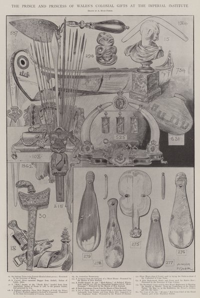 Die kolonialen Geschenke des Prinzen und der Prinzessin von Wales im Imperial Institute von Alfred Hugh Fisher