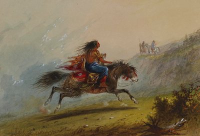 Ein Indianermädchen (Sioux) zu Pferd von Alfred Jacob Miller