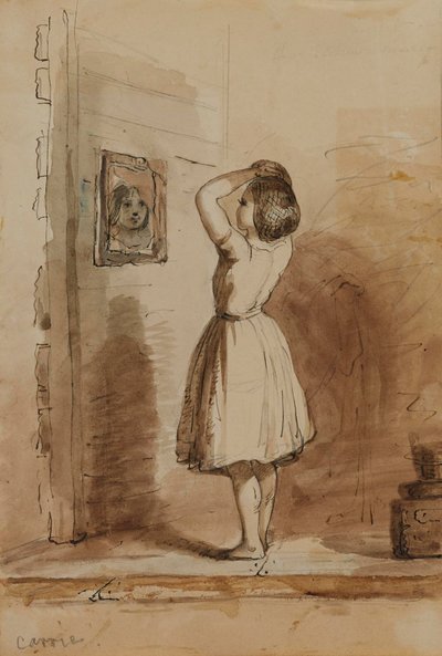 Carrie. Toilette - am zerbrochenen Spiegel von Alfred Jacob Miller