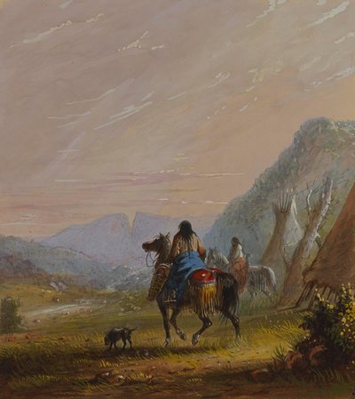 Indische Frauen zu Pferd in der Nähe der Cut Rocks von Alfred Jacob Miller