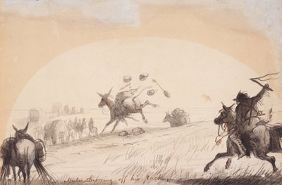 Maultier wirft seine Last ab, ca. 1837 von Alfred Jacob Miller