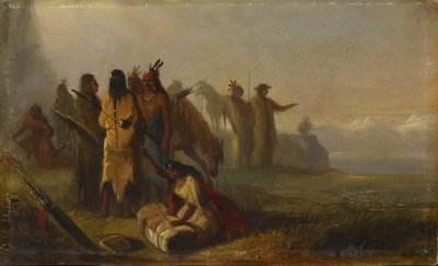 Szene mit Fallenstellern und Indianern von Alfred Jacob Miller