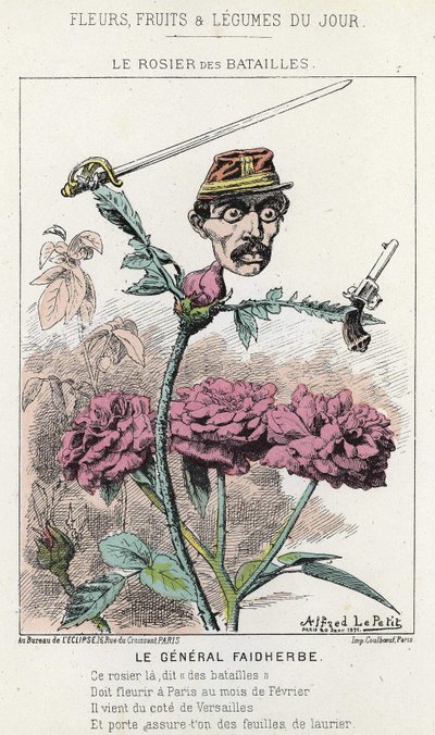 Der Rosier des Battailles: Karikatur über General Faidherbes - Ill. vom 20.01.1871 in „Blumen, Früchte und Gemüse des Tages“ von Alfred Le Petit