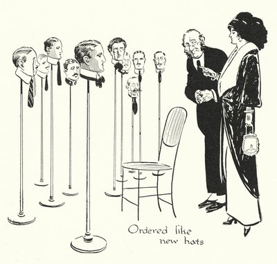 Männer auswählen wie Hüte (Lithographie) von Alfred Leete