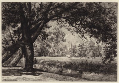 Magdalen Turm von den Christ Church Wiesen von Alfred Louis Brunet Debaines