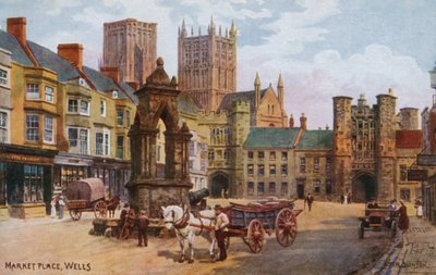 Marktplatz, Wells (Farblithografie) von Alfred Robert Quinton