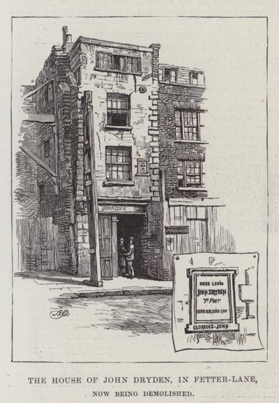 Das Haus von John Dryden in der Fetter-Lane, das jetzt abgerissen wird von Alfred Robert Quinton