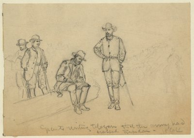 Grant telegrafiert, dass die Armee den Rapidan überquert hat von Alfred Rudolph Waud