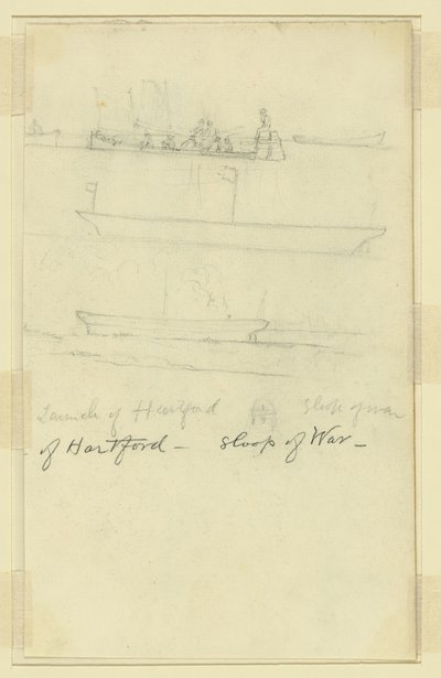Stapellauf der Hartford, Kriegsschiff von Alfred Rudolph Waud