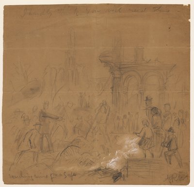 Suche nach einem Safe in den Ruinen nach dem Chicagoer Brand von 1871 von Alfred Rudolph Waud