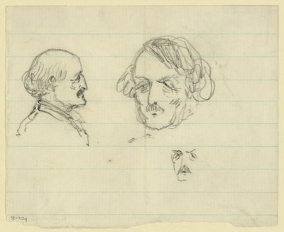 Drei Büstenporträts, darunter Benjamin Butler von Alfred Rudolph Waud