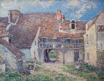 Hof eines Bauernhofs in Saint-Mammès von Alfred Sisley