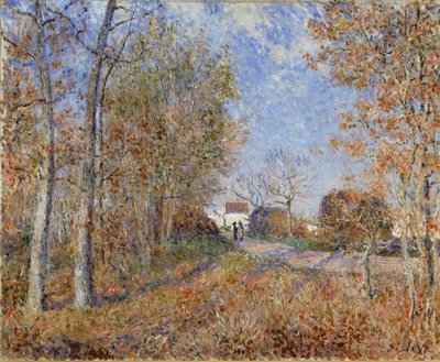 Straße am Waldrand von Alfred Sisley