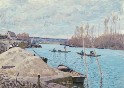 Die Seine bei Port-Marly, Sandhaufen von Alfred Sisley
