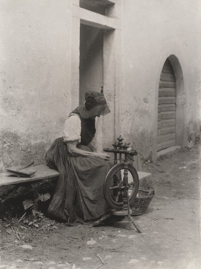 Alte Frau mit Spinnrad von Alfred Stieglitz