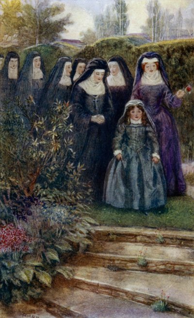 Die junge Marie-Angelique Arnauld spaziert mit ihren Nonnen im Klostergarten von Alfred Wallis Mills