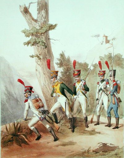 Französische Truppen, graviert von Gustave David (1824-91) von Alfred de (after) Marbot