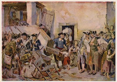 Menschen in Armut, die ihre Habseligkeiten verpfänden, Portugal von Alfredo Roque Gameiro