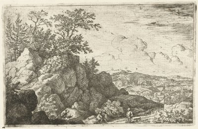 Berglandschaft mit Mann und Hund von Allaert van Everdingen