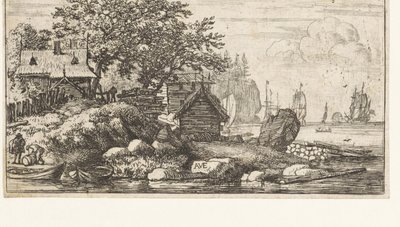 Flusslandschaft mit zwei Ruderbooten von Allaert van Everdingen