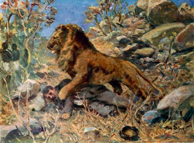 David Livingstone, Livingstone und der Löwe von Allan (after) Stewart