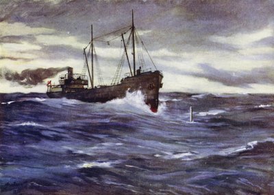 Der Kohlenfrachter Thordis kurz davor, ein deutsches U-Boot zu rammen von Allan (after) Stewart